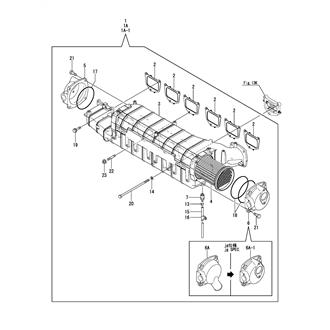 FIG 104. (13C)SUC. MANIFOLD & INTER COOLER(WITH HEATER)(WITHOUT INST. PANEL)(JG, NK)