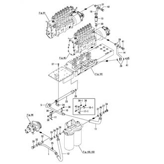 FIG 105. FUEL PIPE(FEED PUMP-INJECTION PUMP)(UP TO E00106)