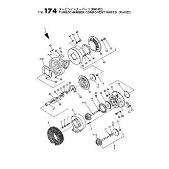 FIG 174. TURBOCHARGER COMPONENT PARTS(RH1022)