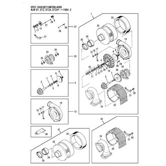 FIG 41. TURBOCHARGER COMPONENT PARTS(RHB6)