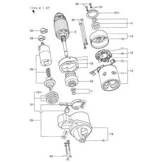 FIG 31. STARTING MOTOR COMPONENT PART(12V 1.0KW)