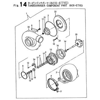 FIG 14. TURBOCHARGER COMPONENT PARTS(6CX-ETYE)