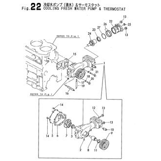 FIG 22. COOLING PUMP(FRESH WATER) & THERMOSTAT