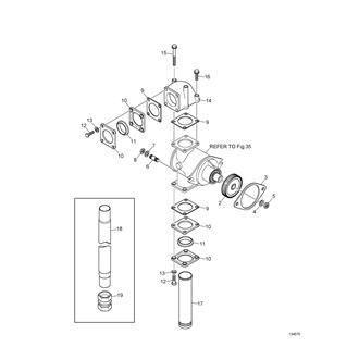 FIG 36. SEA WATER PUMP, MOUNTING